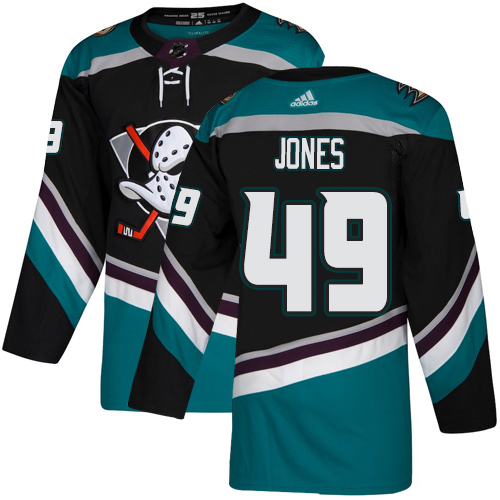 Men's Anaheim Ducks #49 Max Jones Black/Teal Stitched NHL Jersey